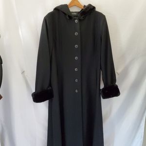 Donnybrook faux fur trimmed Maxi Coat trench size 14
